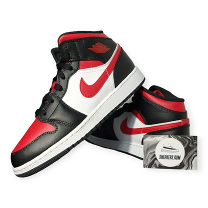 Nike Air Jordan 1 Mid Black Fire Red (GS)